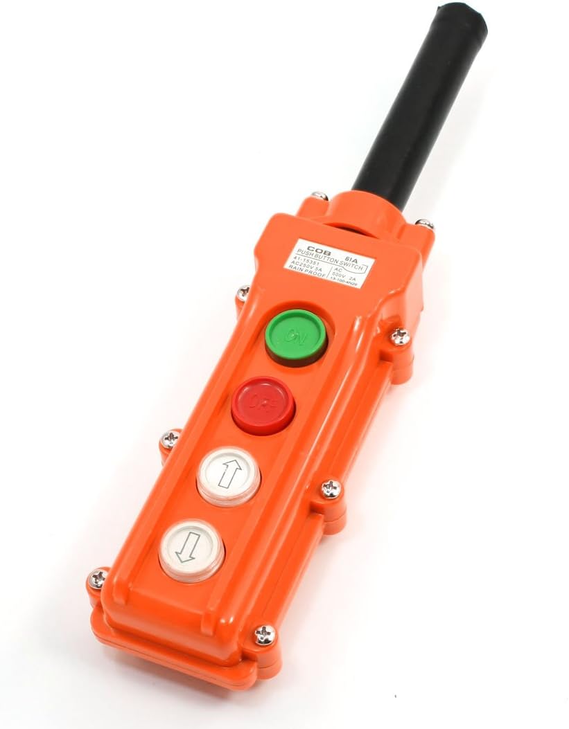 IIVVERR ABS Housing Control Station 2 Way 4 Push Button Switch for Hoist (Interruptor de botón de 4 vías 4 de la estación de control de alojamiento de ABS para polipasto