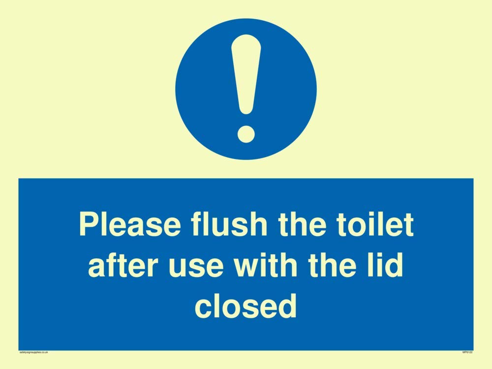 Please flush the toilet after use with the lid closed