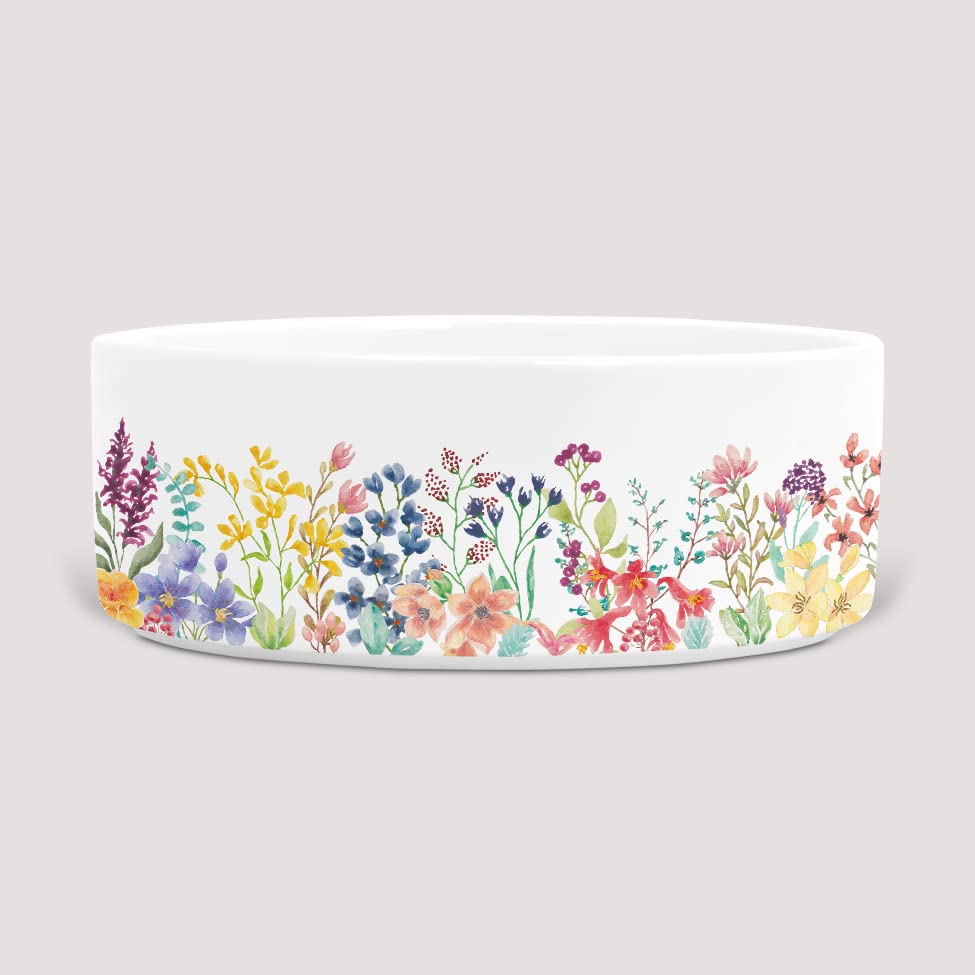 Ceramic Dog Bowl Medium with Wildflowers