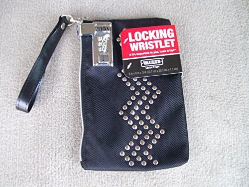 Locking E-Cig Vaping Device and Accessory Storage Wristlet Pouch in Black with Metal Stud Design by Vaultz