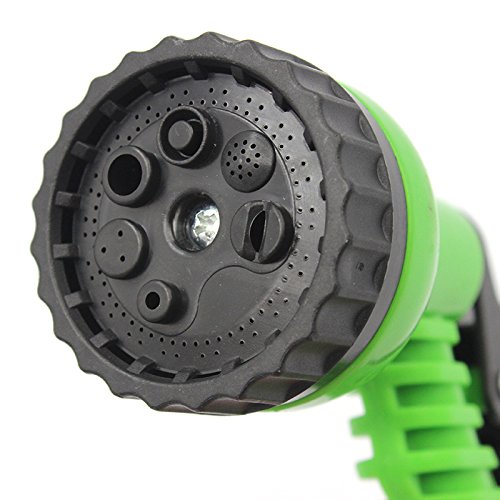 75ft Flexible Water Hose with 7 Way Spray Nozzle, Expandable Garden Hose with Double Latex Core,Durable Plastic Connector for Garden Watering, Car Washing, House Cleaning - Green