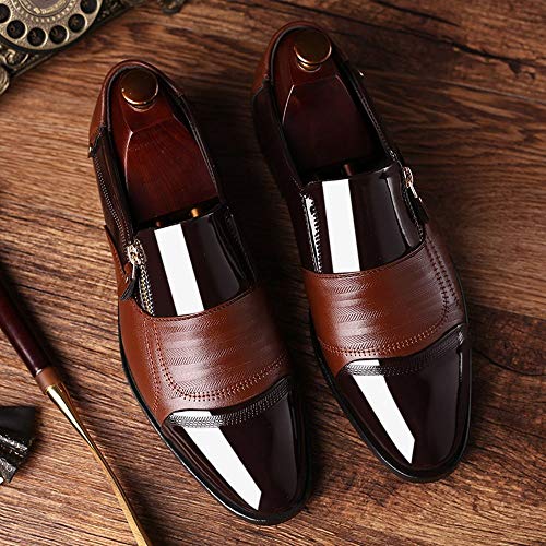 Boomboom Fashionable Pointed Head Business Dress Shoes Men Formal Shoes(Brown,US 6.5)