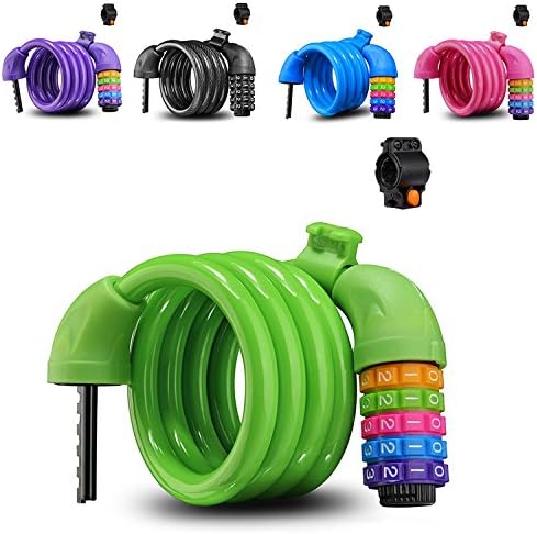 Bike Lock,Colorful Cable Lock,5-digit combination lock core,Length-4 feet,Protection of bicycles, mountain bikes, road bikes, motorcycles