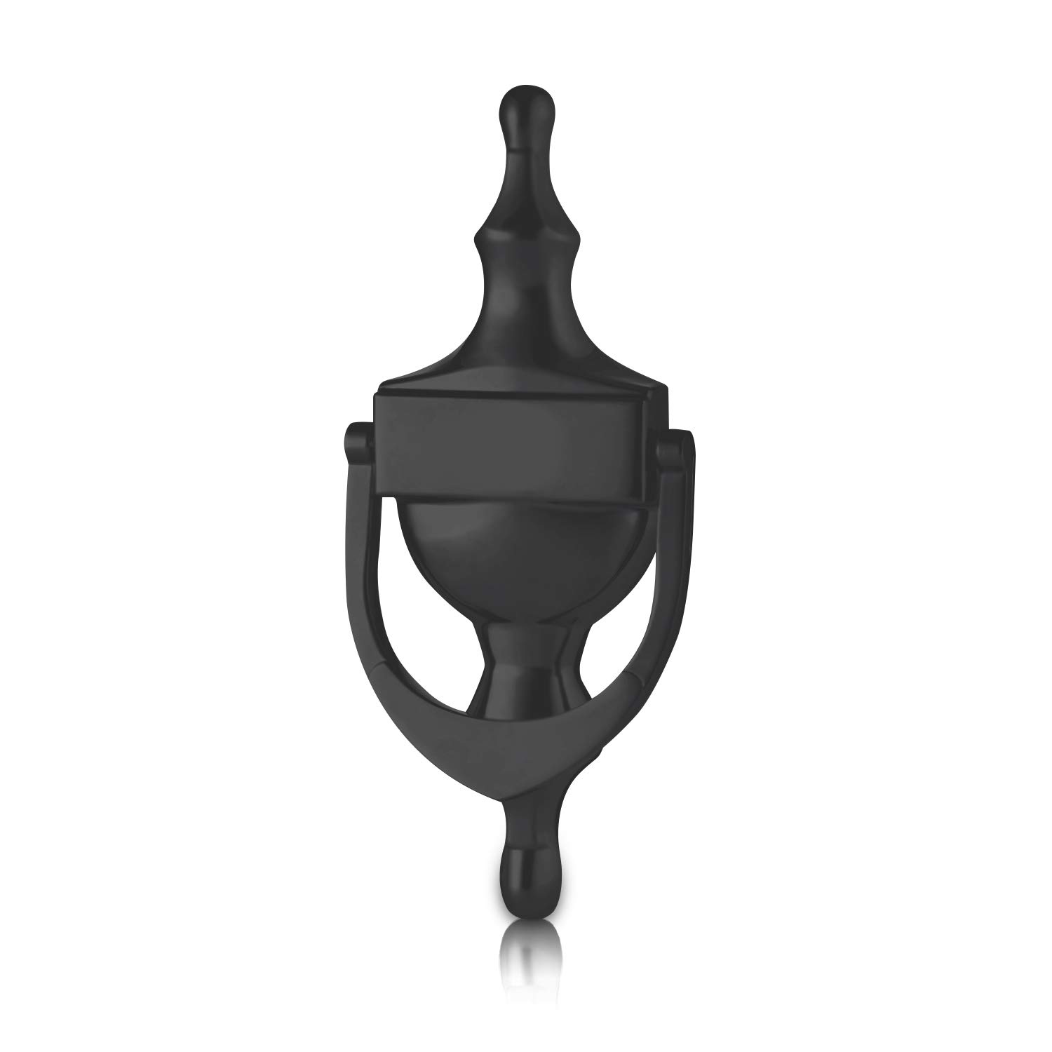 XFORT® Victorian Urn Door Knockers - Smooth Black, Elegant Front Door Furniture with Classic Period Design