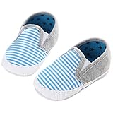 Voberry® Baby Boys Girls Toddlers Striped Sneakers Soft Sole Anti-slip Outdoor Canvas Shoes (6~12 Month, Blue)