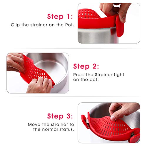 ClipOn Strain Strainer,kitchen Food Strainers Heat Resistant Silicone
