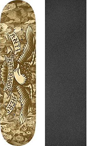 Anti Hero Skateboards Fan Club Tan/Brown Skateboard Deck - 8.5" x 32" with Black Magic Griptape - Bundle of 2 items