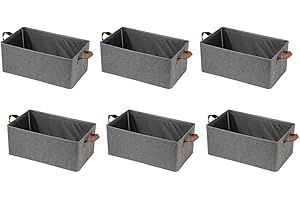 FABULETTA 6-Pack Fabric Storage Bins with Hles | Large Collapsible Cloth Basket Organizers for Shelves | Closet | Bedroom Nur