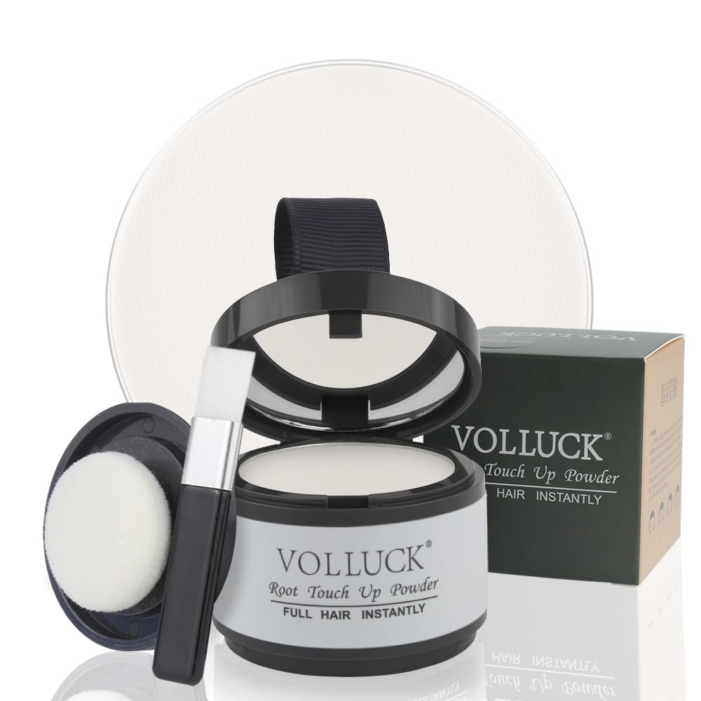 VOLLUCK Root Touch up Powder 4g – Covers Grey Roots & Conceals Thinning Hair, Hairline Powder for Men & Women – Natural Look, Easy to Use & Compact for Quick Touch Ups (White) — image 1