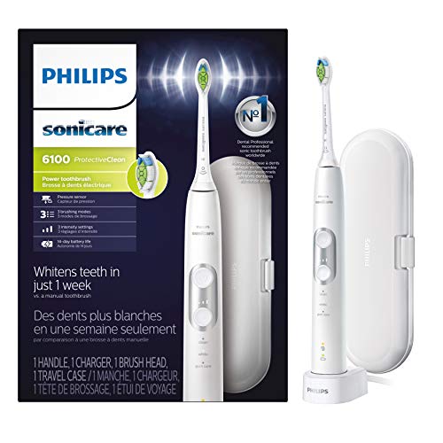 Philips Sonicare ProtectiveClean 6100 Rechargeable Electric Toothbrush, White HX6877/21