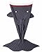 LAGHCAT Mermaid Tail Blanket Knit Crochet and Shark Blanket for Adult,Sleeping Bags (71 x 35.5 Inch, Dark Gray Shark)