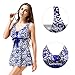 wantdo Women's One Piece Swimsuit Cover Up Swimwear Modest Beachwear Brilliant Blue US 12-14