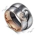His or Hers (Priced Separate) Korean Style Titanium Stainless Steel Couple Heart in Love Wedding Bands Set Ring with Cubic Zirconia Stone-JCR051