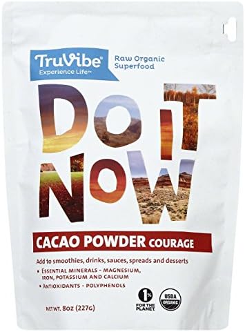 TruVibe Organic Cacao Powder Courage 8 OZ (Pack of 2) + (Vitaminder Power Shaker Bottle, 20 oz Bottle)
