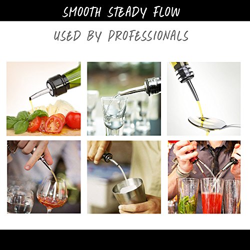 ChefLand Stainless Steel Bottle Pourers, Pouring Spouts for Liquor, Wine and Spirits Perfect for Restaurant, Bar, Hotel, Casino Use - Free-Flowing - (12 Pack)