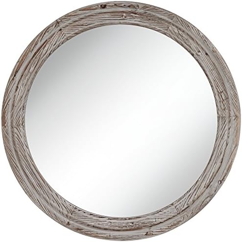 Connor Gray Washed 28" Round Wall Mirror