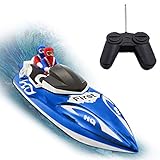 KOLAMAMA Remote Control Boat, RC Boat for Kids&Adults,2.4Ghz 4CH Electric Racing Boat for Pools and Lakes,Kids Boat Toy-Blue(Boat King-A)