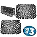 mDesign Adjustable Kitchen Sink Dish Drying Mat/Grid - Soft Plastic Sink Protector, Cushions Sinks, Dishes - Quick Draining Pebble Design - Includes 1 Saddle, 2 Large Mats - Set of 3 - Black