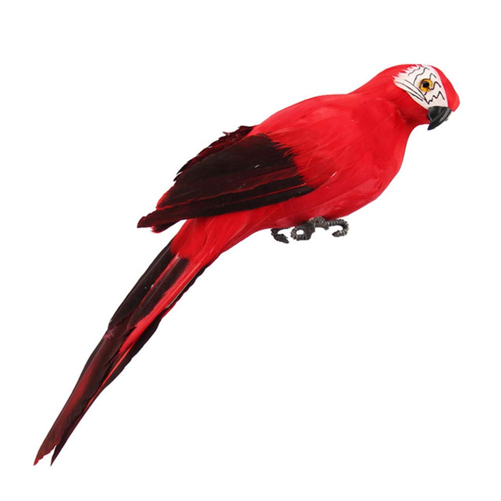 LQKYWNA Lifelike Fake Parrots, Artificial Bird Decoration, Foam Macaw Parrot Model, Colorful Garden Parrot Ornament Home Wall Decoration Tree Decor (Red)