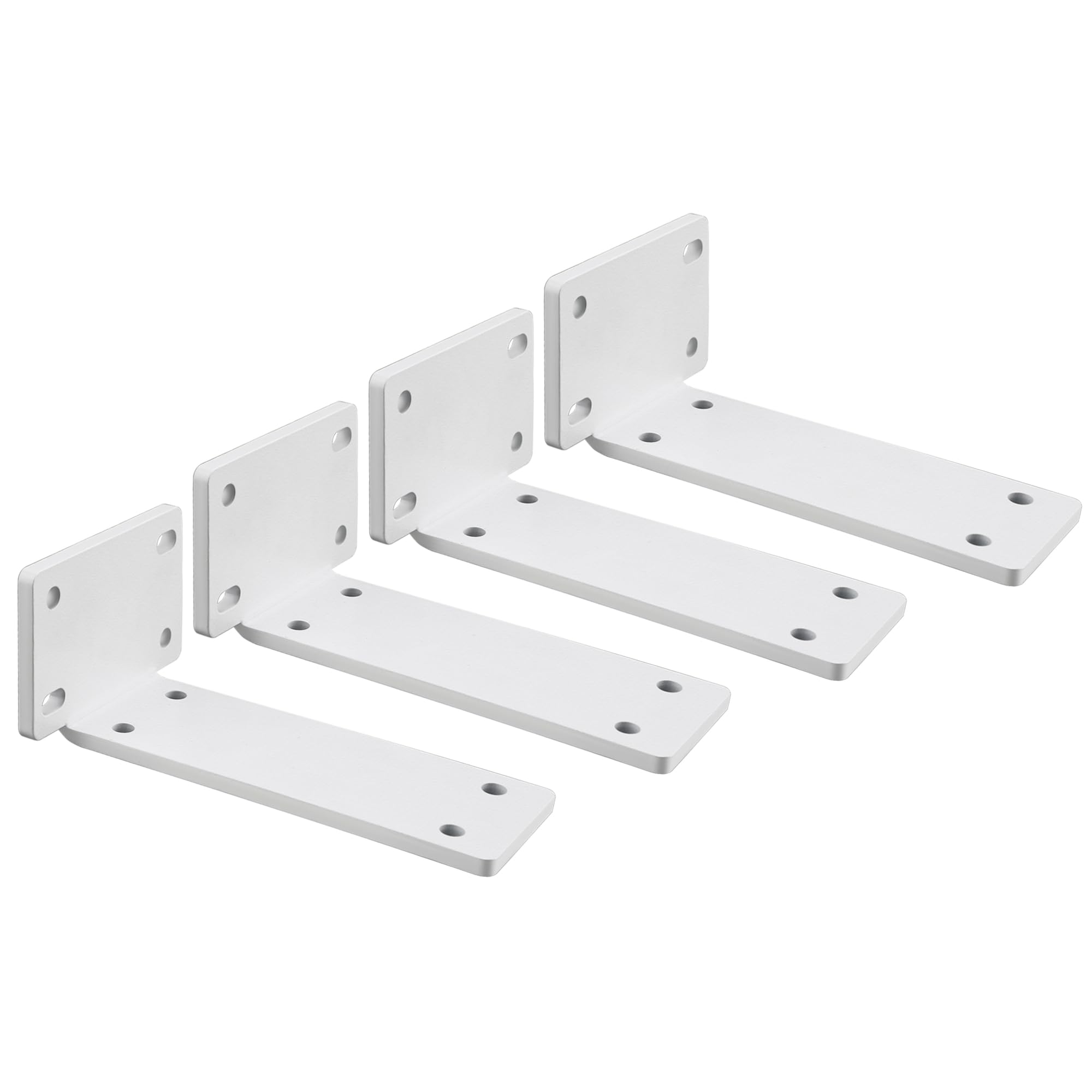 Mooche 4PCS White Shelf Brackets, Heavy Duty Floating Shelf Bracket, Scaffold Board Shelf Brackets 5inch/12.7cm, 90 Degree Metal L Bracket for Shelves Support Wall Hanging