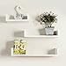 TANBURO Set of 3 White Floating Shelves U Shaped Book CD DVD Storage Display Wall Shelf E1 MDF Quick to Install Load Capacity 15 lbs