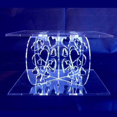 Super Cool Creations Hearts Square Acrylic Pillars Wedding & Party Cake Separators/Stands 25cm - 23cm