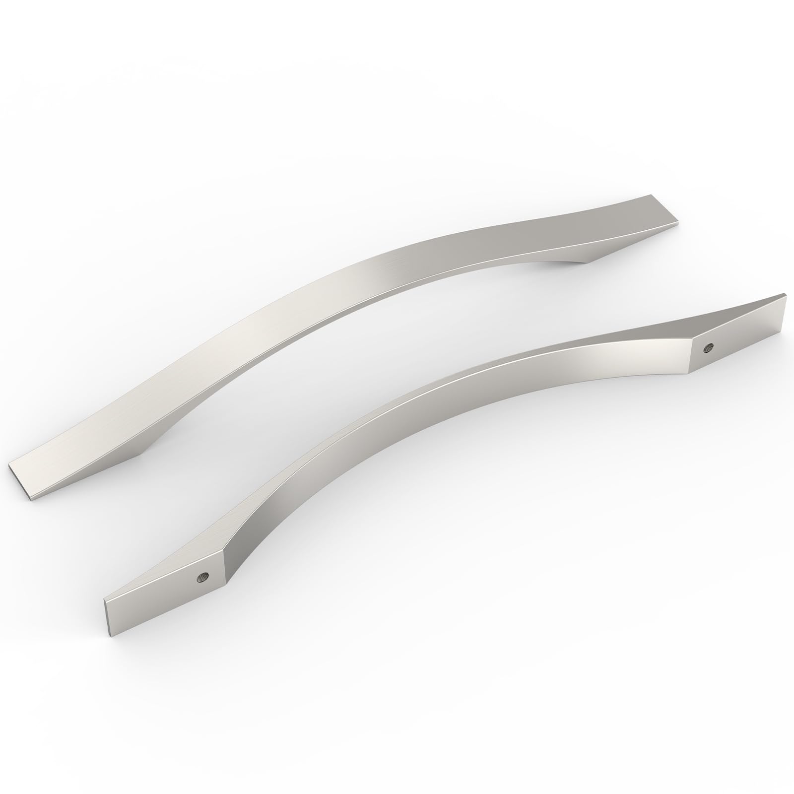 FURNIWARE Pack of 10 Brushed Nickel D-Shape Drawer Pulls, Kitchen Cabinet Handles 192mm(7.6 Inch) Hole Center, Modern Hardware Door Handles for Bathroom Cabinets Cupboard
