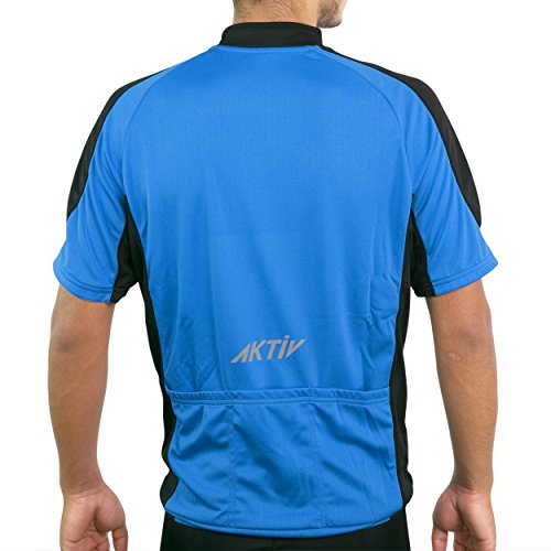 Aktiv Sports Men Cycling Short Sleeve Jersey (X-Large, Blue)