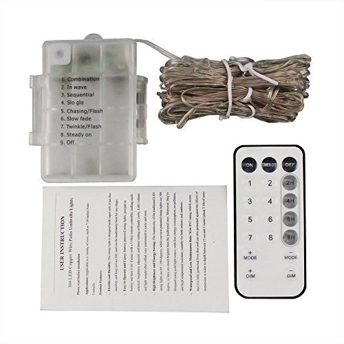 Patio Umbrella Lights, 104 LED 8 Modes with Remote Controller, Waterproof Outdoor Decoration Atmosphere LED Strip Lights for Bar Holiday Home Party Hotel (Warm-White) - Thumbnail 2