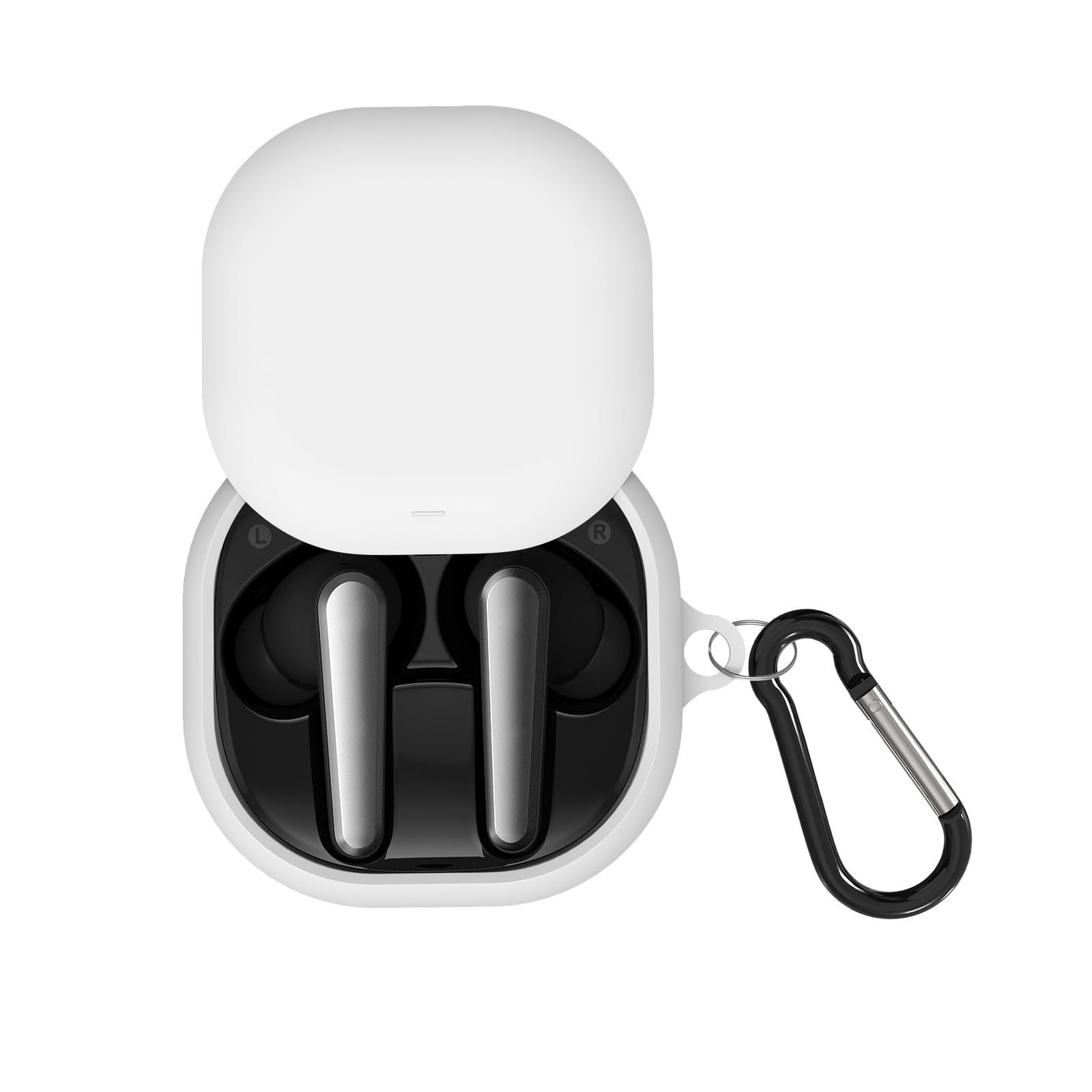 Geekria Silicone Case Cover Compatible with Anker Soundcore Liberty Air 2 Pro True Wireless Earbuds, Protective Earphones Skin Cover with Keychain Hook (White)