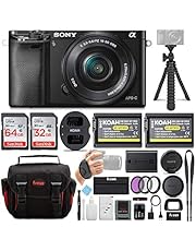 Sony Alpha ILCE-6000L/B a6000 Digital Camera with 16-50mm Lens Bundle with Accessory Bundle (Black)