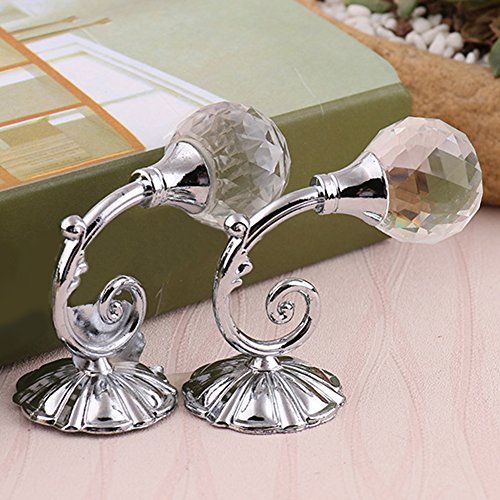 GEZICHTA 2 Pieces Metal Crystal Glass Wall Mounted Curtain Holdbacks Tassel Curtain Hook Multi Use Wall Hook Coat Hanger(Silver)
