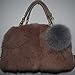 Valpeak 5'' Fox Fur Ball Pom Pom Keychain Bag Charms Fluffy Fur Keychain Balls (Snowtop Black)