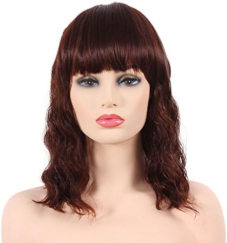 sif Natural Wavy Synthetic wigs for women Medium length wig with bangs DZ0011 (dark brown)