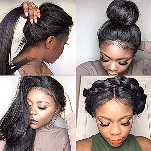 5" Deep Parting Human Hair 360 Wig with Baby Hair 150 Density Glueless Straight Brazilian Real Human Hair Wig for Women Natural Color 18inch