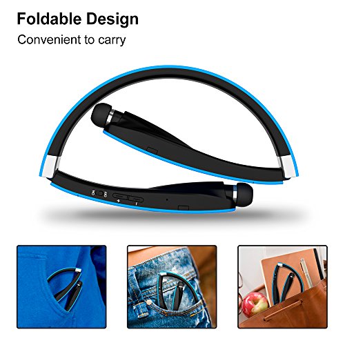 Bluetooth Headset, Bluetooth Headphones SX991-LBell Wireless Neckband Design with Foldable Retractable Headset for iPhone X/ 8/ 7 Plus Samsung Galaxy S8 Note 8 and Other Bluetooth Enabled Devices
