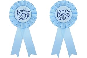 GDTO8820 Gender Reveal Badge Pin, Its a Boy, Blue Rosette Button, Boy Blue