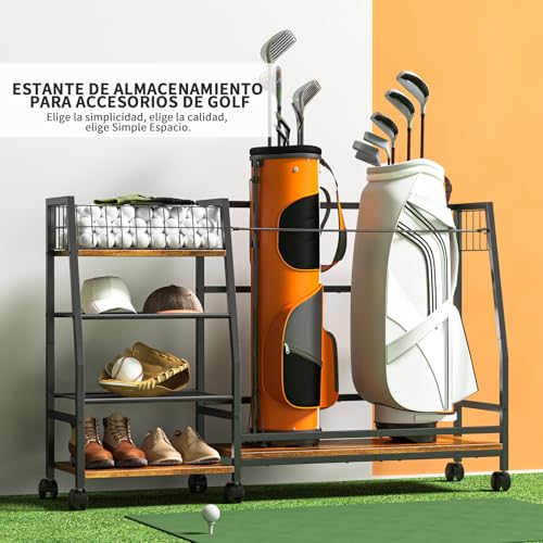 Simple Wisdom Palos de Golf Estante,Bolsa de Golf Almacenar,Golf Accesorios Almacenamiento Adecuado para Almacenar Palos Golf Pelotas de Golf,4 Capas Espacio de Almacenamiento Abierto(Color Retro)