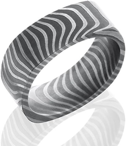 Square Damascus Steel Ring by Lashbrook Designs - TIGER - 13