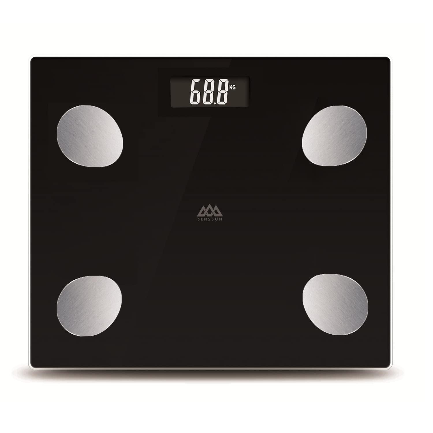 SENSSUN Bluetooth Bathroom Scales Body Fat Scales Body Composition Analyzer Monitor BMI/Body Fat/Muscle/Body Age,LCD-Display, 150kg/330lb, 28 * 24cm(BLACK)