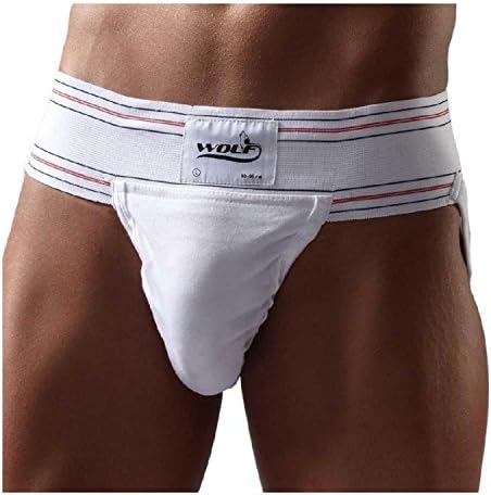 Omtex Gym Jockstrap Cotton Supporter with Cup Pocket for Mens Wolf White Waist 28 Inches