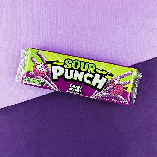 Sour Punch Straws, Sweet & Sour Grape Fruit Flavor, Chewy Candy, 4.5oz Tray (6 Pack) - Thumbnail 7