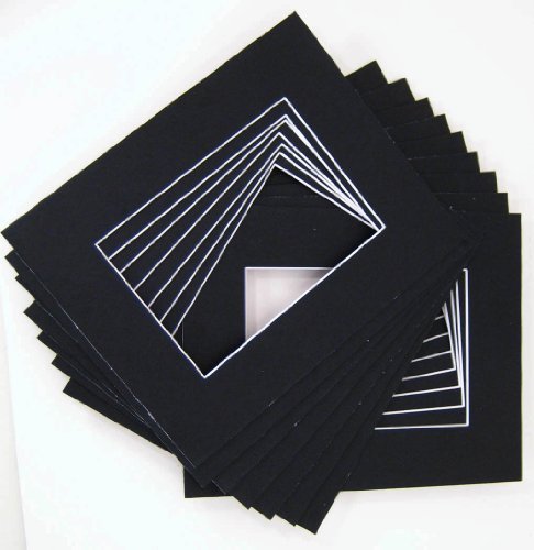 10 of 18x24 Black Pre-cut Acid-free whitecore mat for 13x19 + back+bag