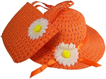 Girls Tea Party Hat and Purse Dress Up Set - Bright Orange