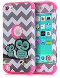 TIANLI(TM) iPod Touch 6 Case,iPod Touch 5 Case,[Cute Owl Series] Dual Layer Hybrid Protective Case and Impact Resistant Silicon Hard Case Cover for Apple iPod Touch 5 6th Generation,Pink