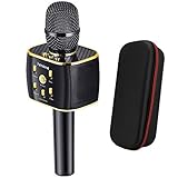 Dual Sing Duet Version Wireless Karaoke Microphone 12w Hi-Fi Bluetooth Speaker Player for iPhone Android Smartphone, 2019 Upgraded Bluetooth Karaoke Machine