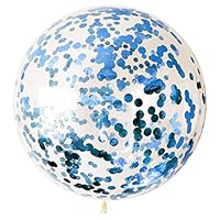 Letsparty 36 inch Blue Confetti Balloons, Jumbo Round Balloons for Party Decorations or Festival - 5pcs