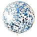 BCARICH 36 inch Blue Confetti Balloons, Jumbo Round Balloons for Party Decorations or Festival - 5pcs