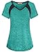 Miusey Sports Tunics for Women, Ladies Casual Tops Summer Exercise Tees Short Sleeve V Neck Activewear Patchwork Stitching Shirt 2018 Cool Slender Athletic Baseball Clothes Green XL