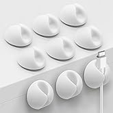SmiLife Cable Clips, Cord Organizer Wire Clips, Phone Cord Holder for Desk, Nightstand, Car and Office, White 9 PCS